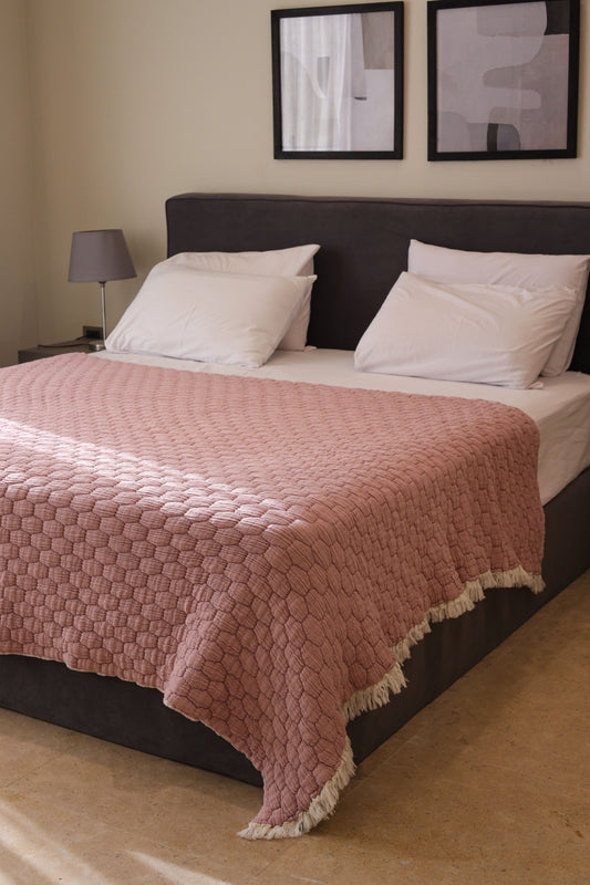 ROSE PUFFY Muslin Cotton Throw Blanket