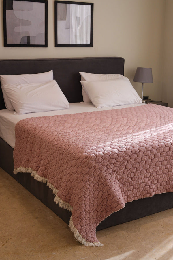ROSE PUFFY Muslin Cotton Throw Blanket