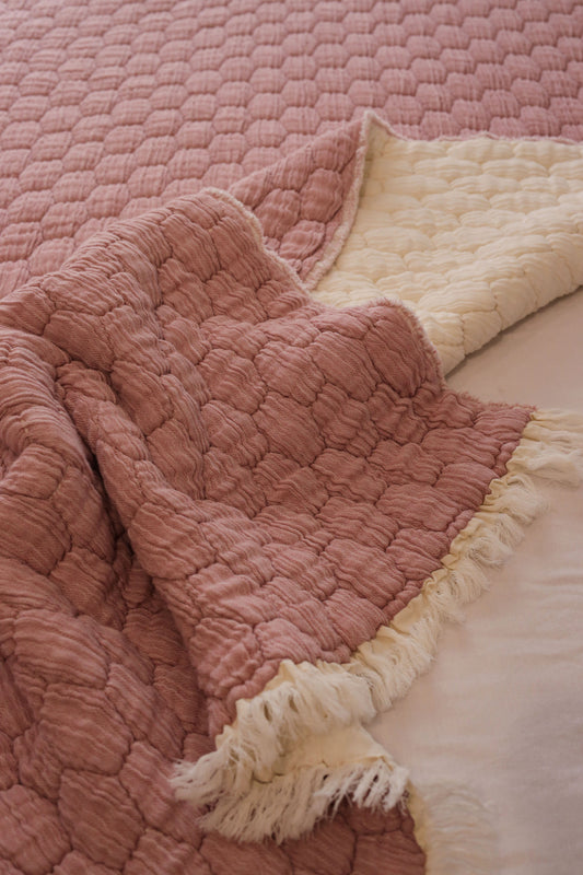 ROSE PUFFY Muslin Cotton Throw Blanket