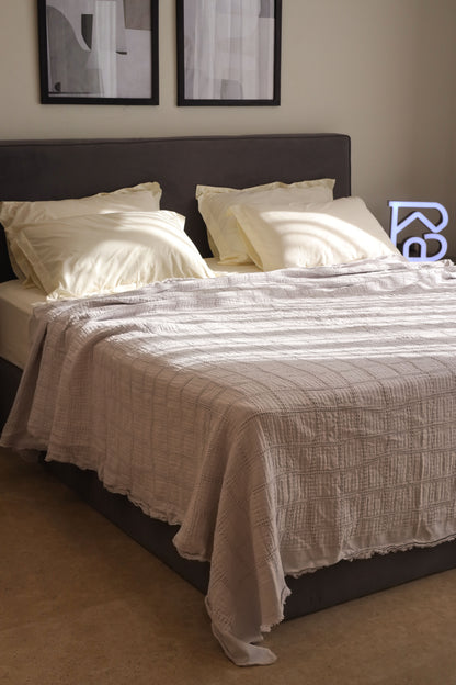 MOON SQUARES Cotton Throw Blanket