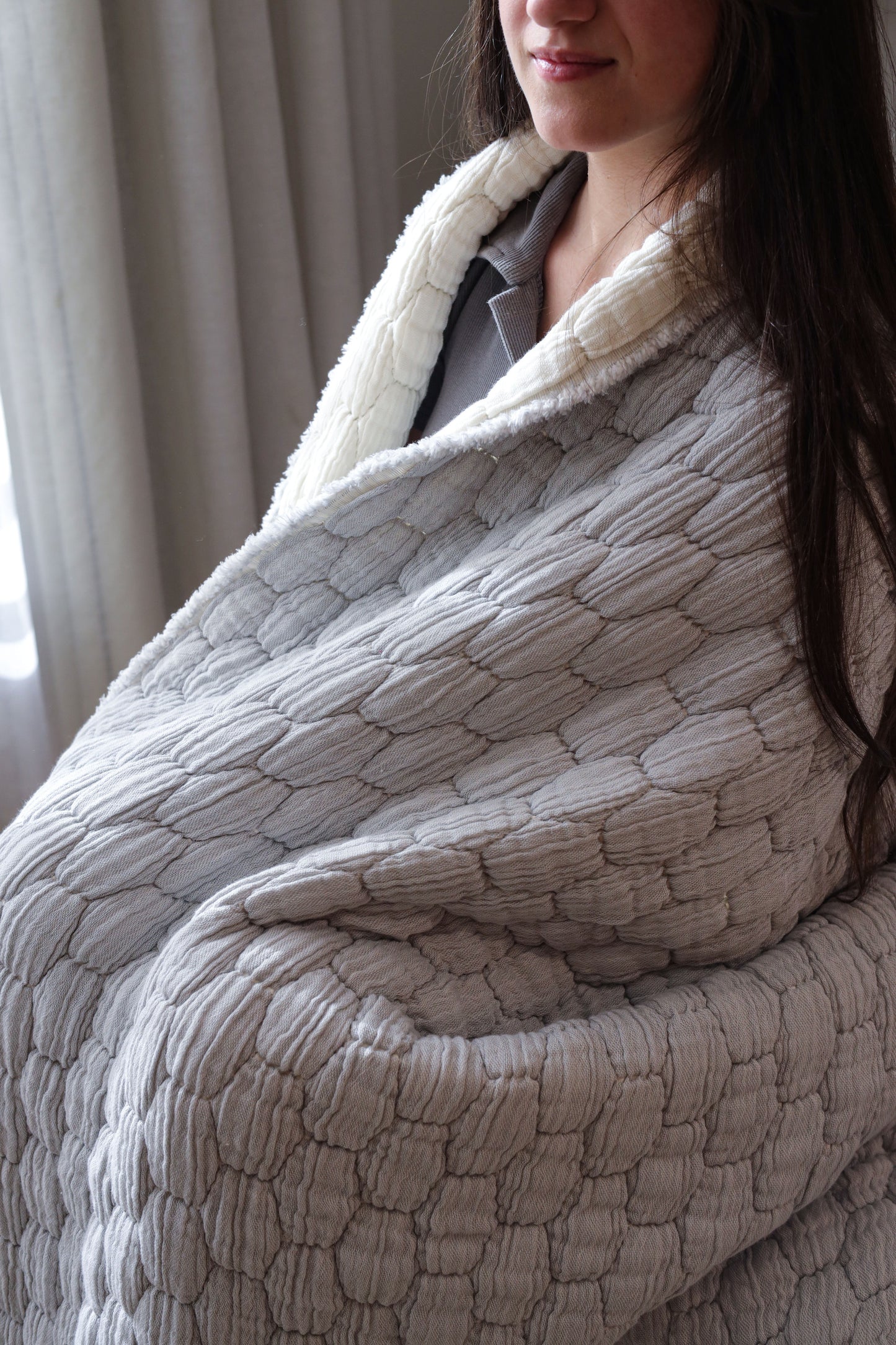 CLOUD PUFFY Muslin Cotton Throw Blanket
