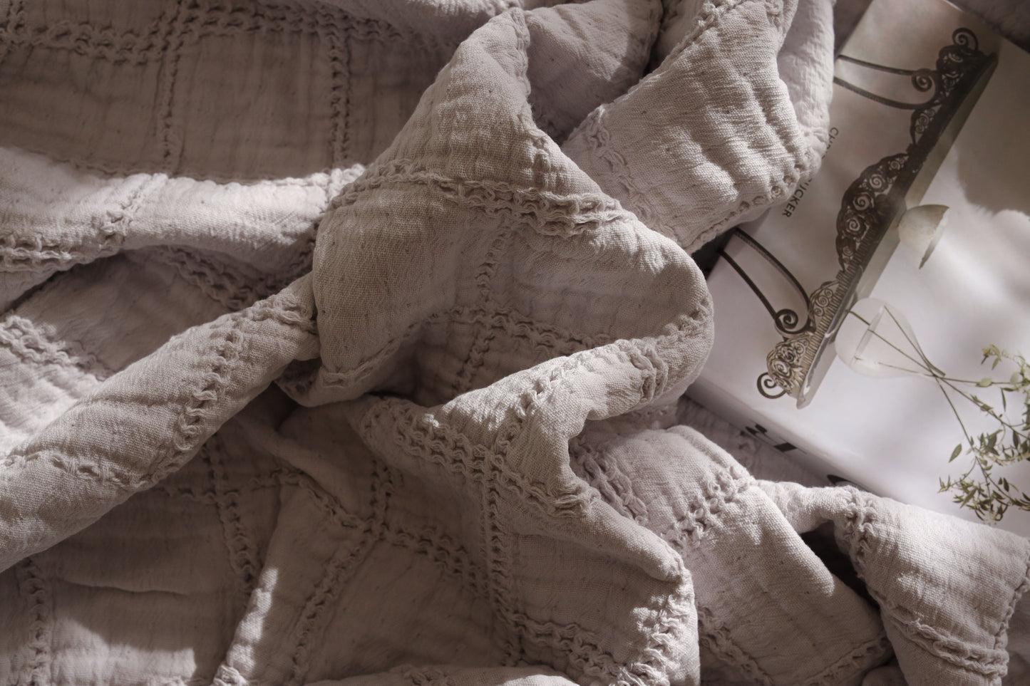 MOON SQUARES Cotton Throw Blanket