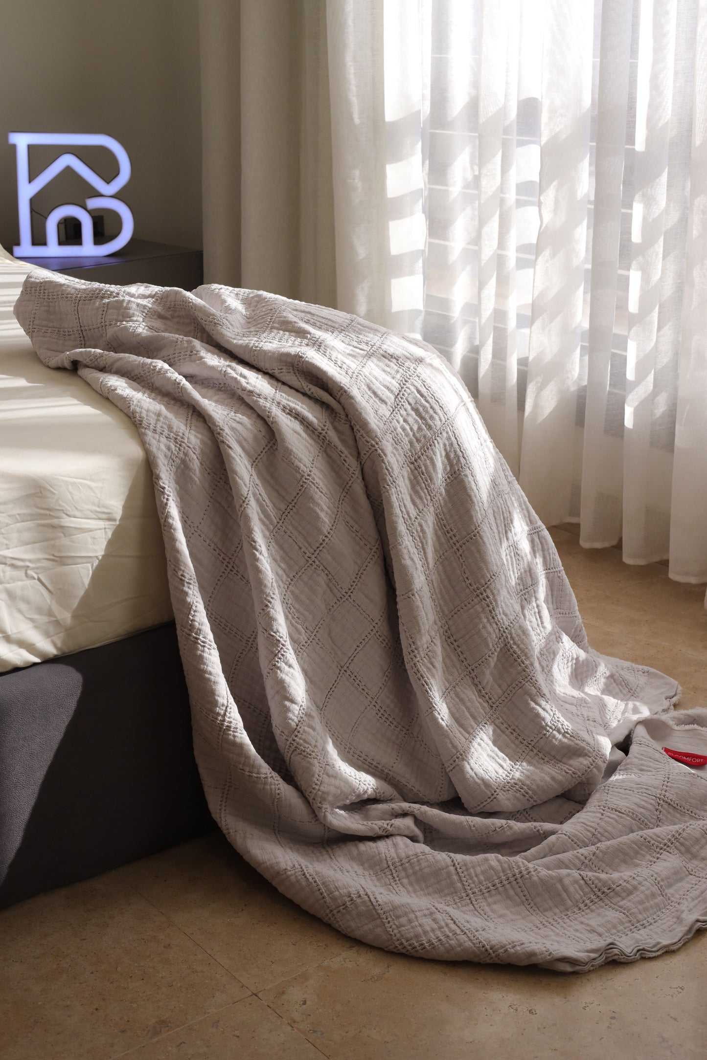 MOON SQUARES Cotton Throw Blanket