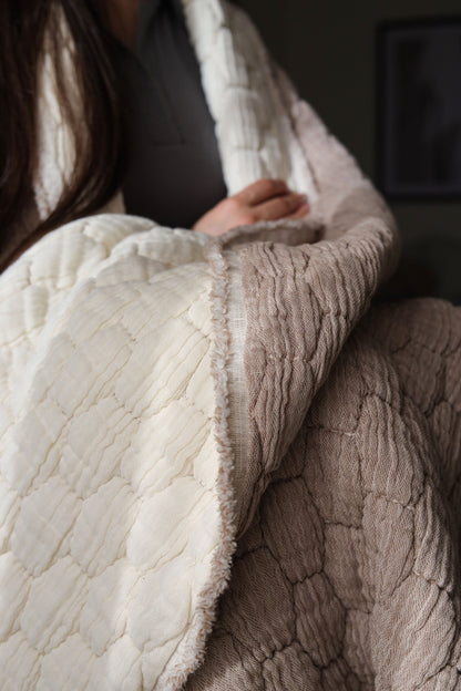 SAND PUFFY Muslin Cotton Throw Blanket