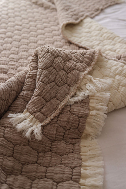 SAND PUFFY Muslin Cotton Throw Blanket