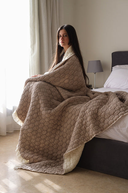 SAND PUFFY Muslin Cotton Throw Blanket