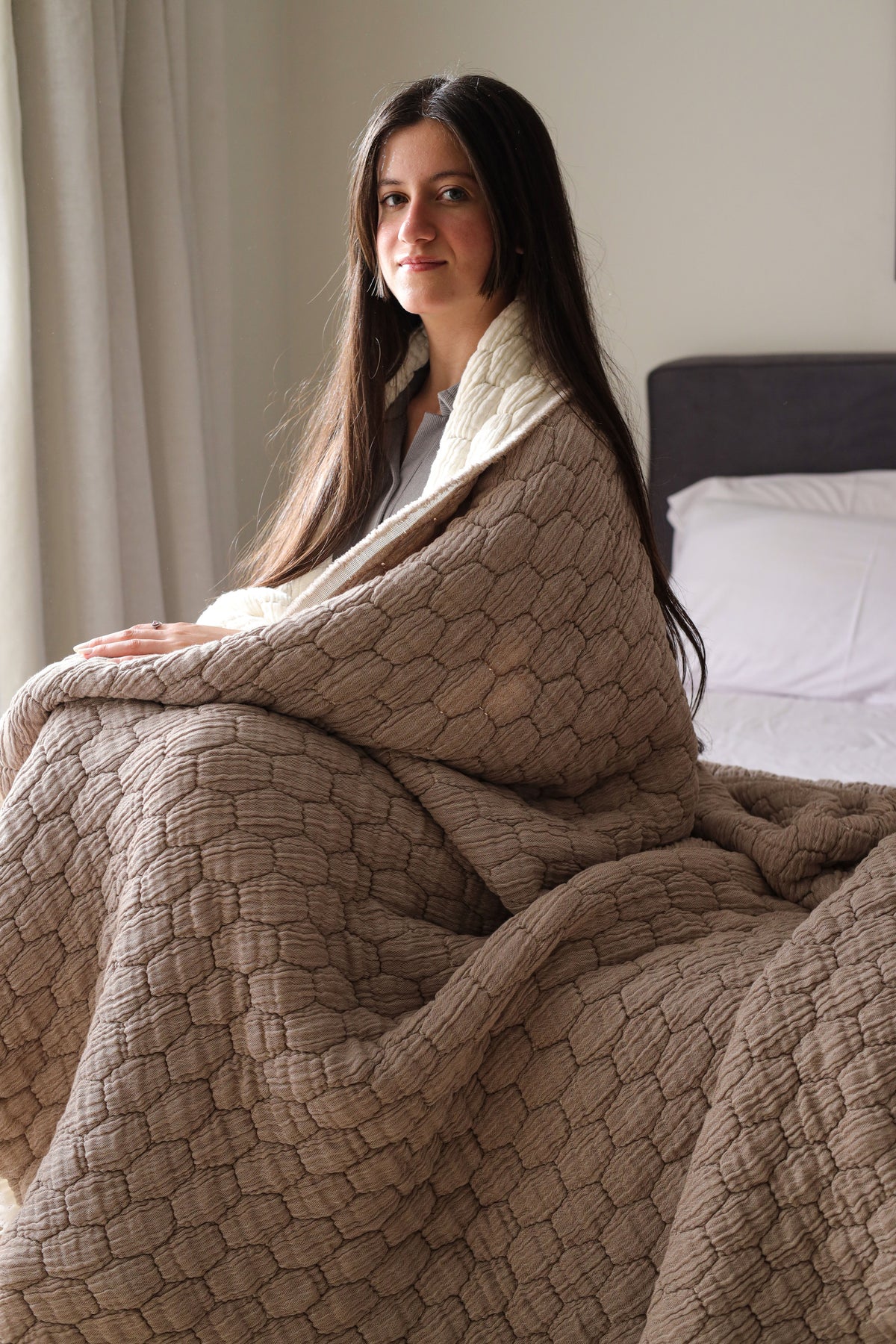 SAND PUFFY Muslin Cotton Throw Blanket