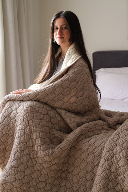 SAND PUFFY Muslin Cotton Throw Blanket