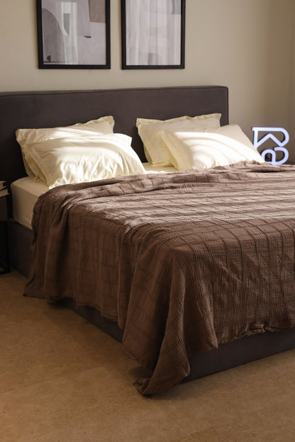 COCOA SQUARES Cotton Throw Blanket