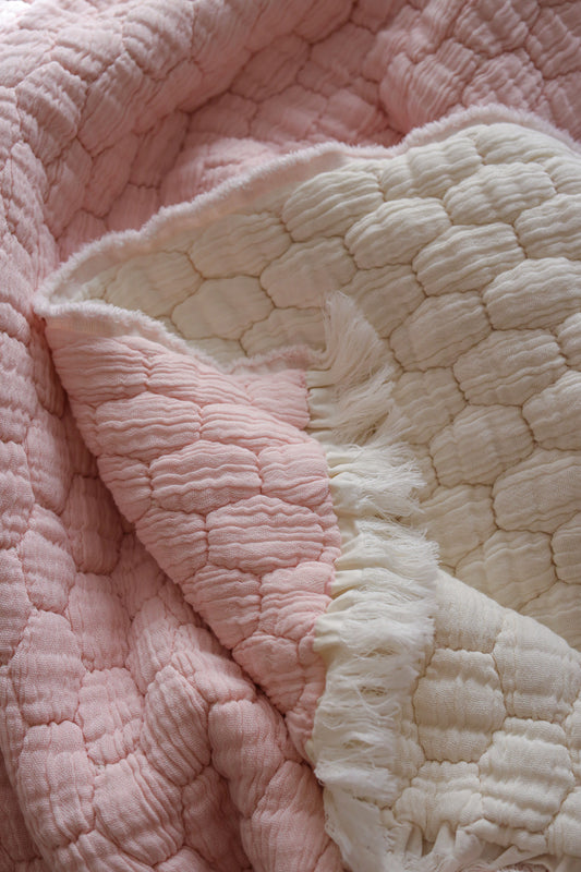 ROSE PUFFY Muslin Cotton Throw Blanket
