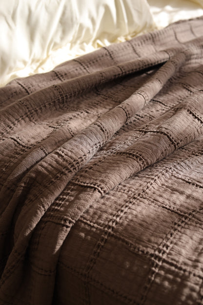 COCOA SQUARES Cotton Throw Blanket