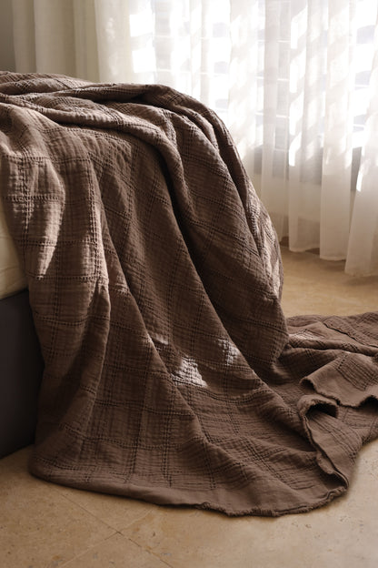 COCOA SQUARES Cotton Throw Blanket