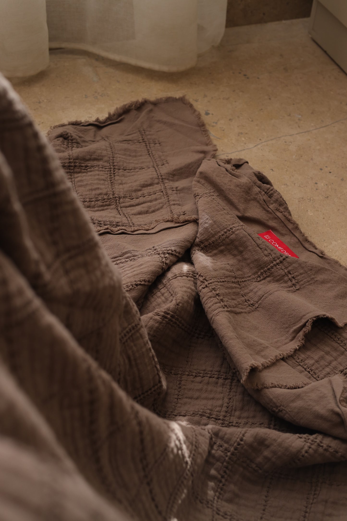 COCOA SQUARES Cotton Throw Blanket