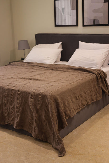 DUNES PALACE Crinkle Cotton Throw Blanket