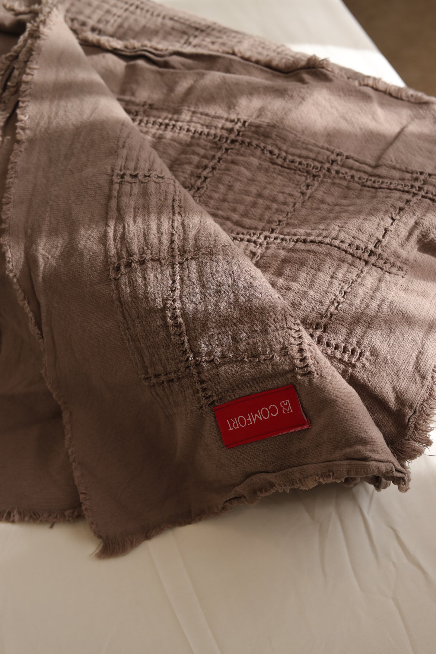 COCOA SQUARES Cotton Throw Blanket