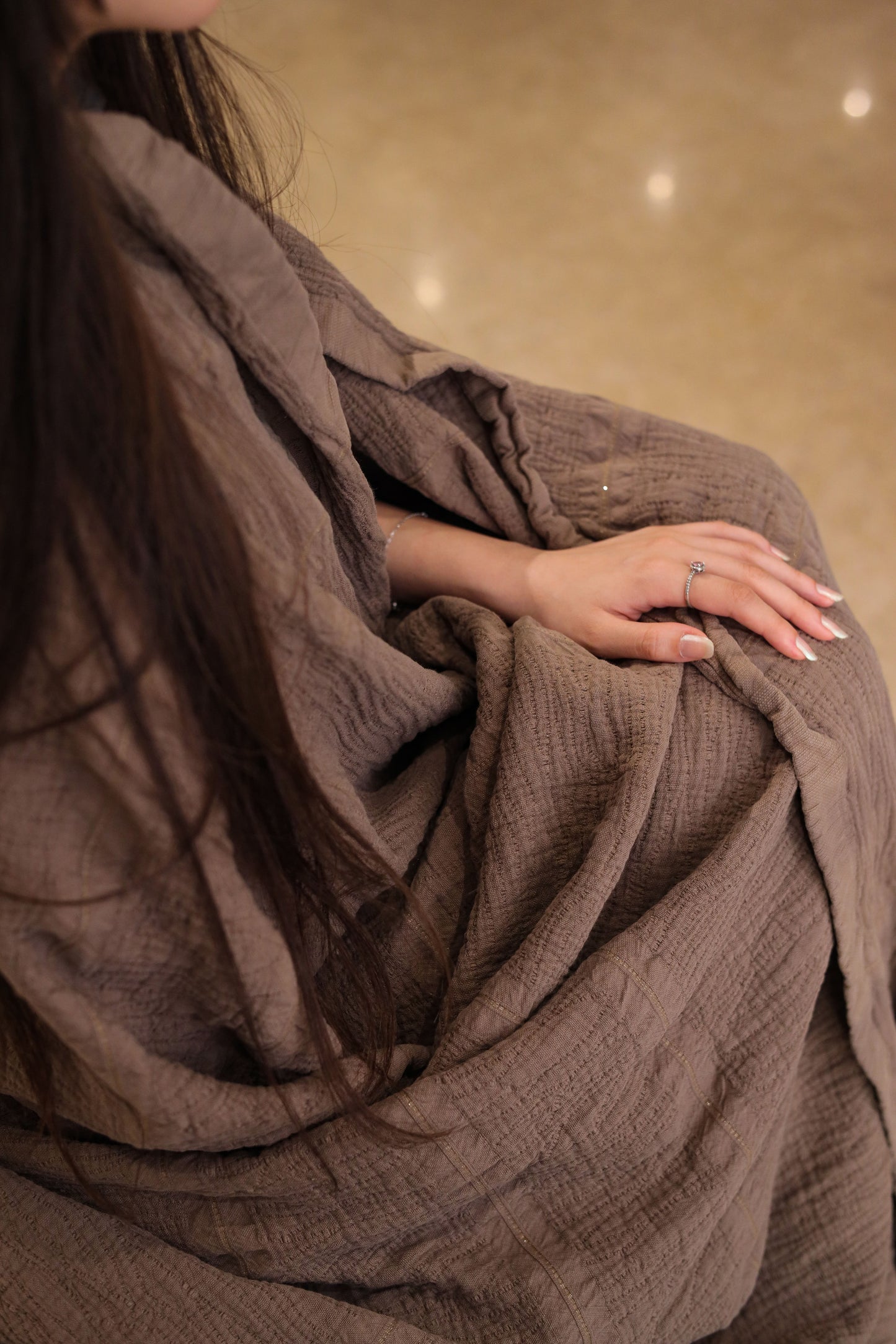 DUNES PALACE Crinkle Cotton Throw Blanket