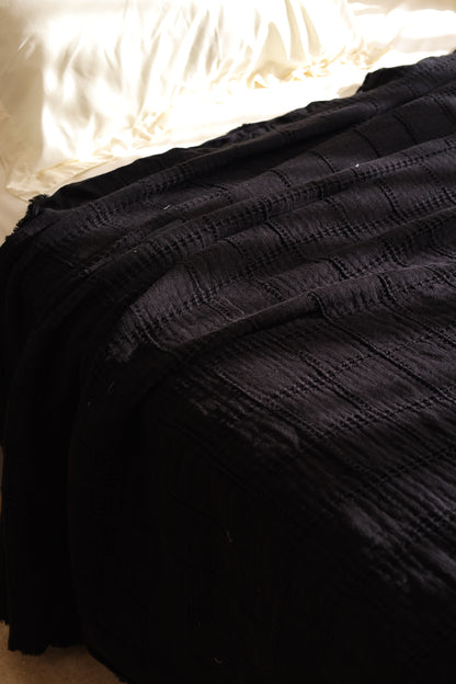 DARK SQUARES Cotton Throw Blanket