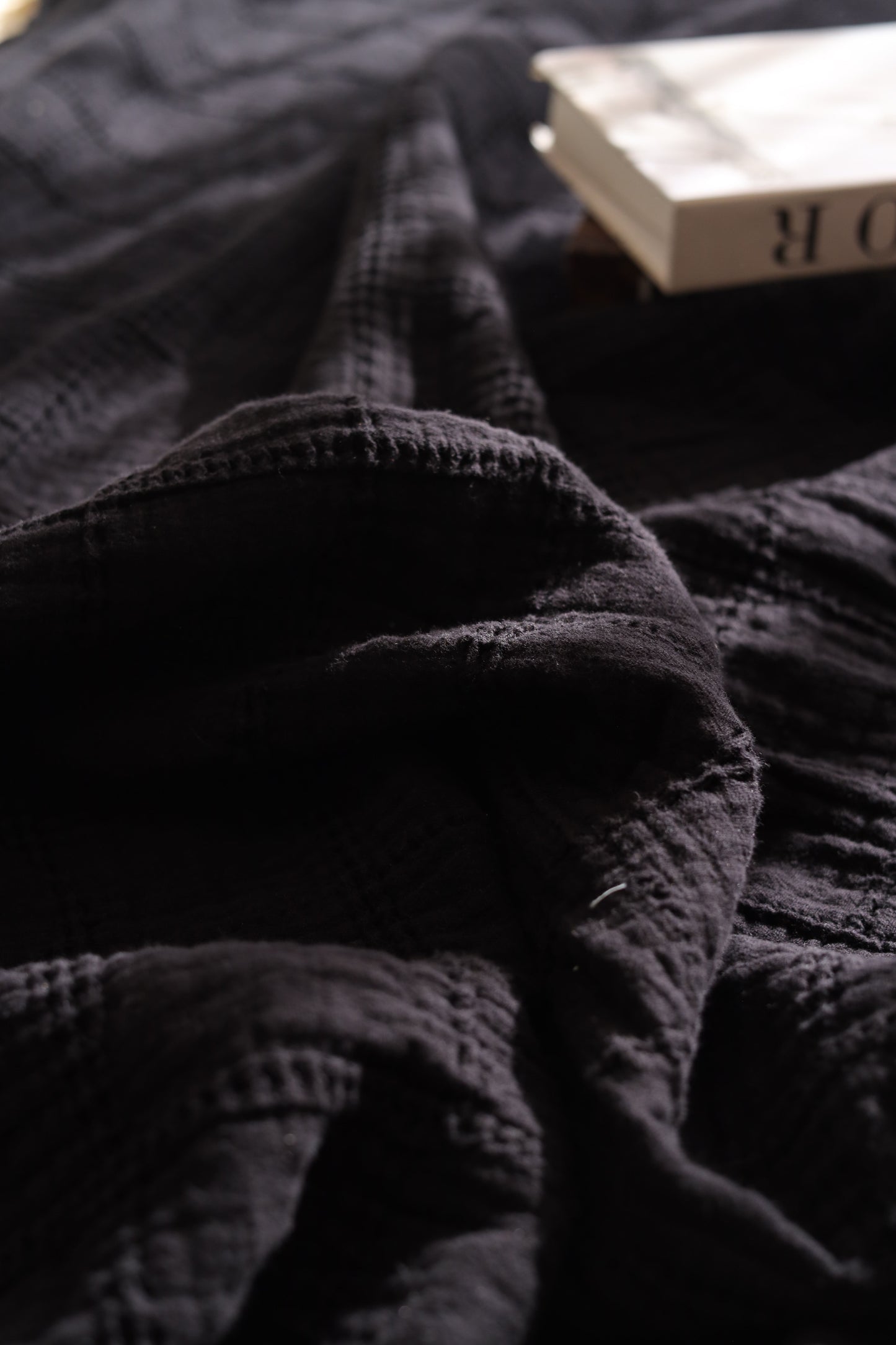 DARK SQUARES Cotton Throw Blanket