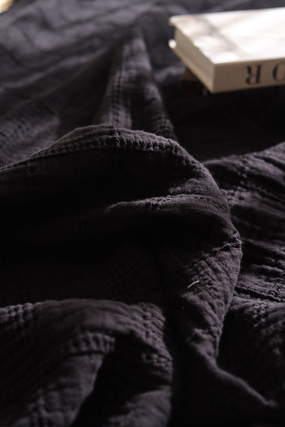 DARK SQUARES Cotton Throw Blanket