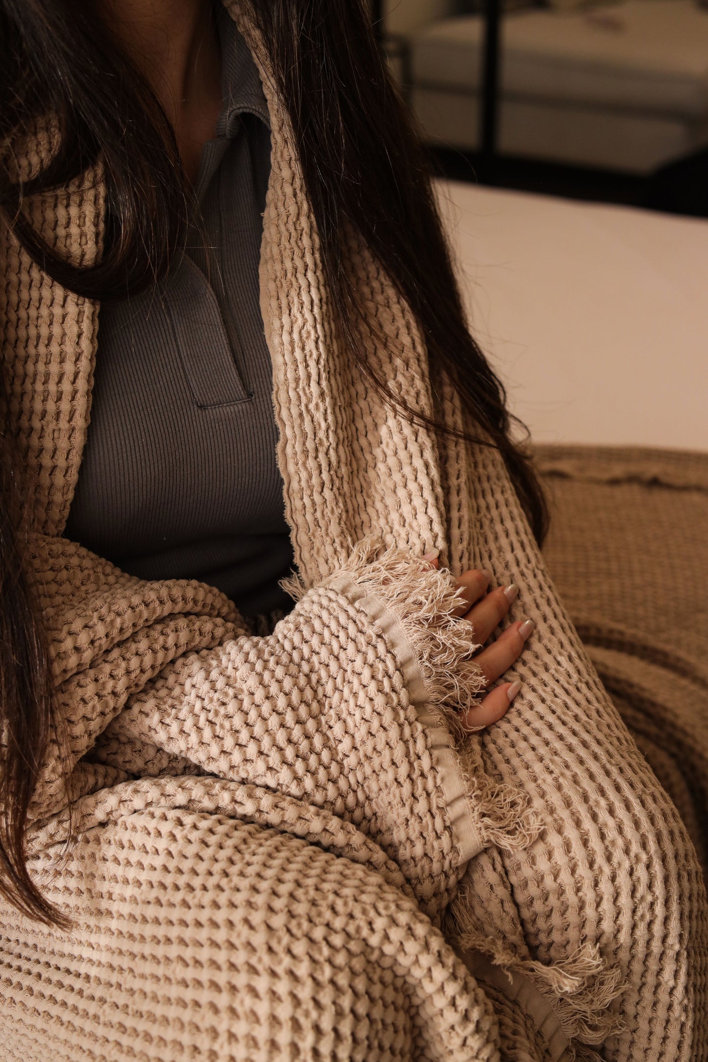 SANDY KNOTS Cotton Throw Blanket
