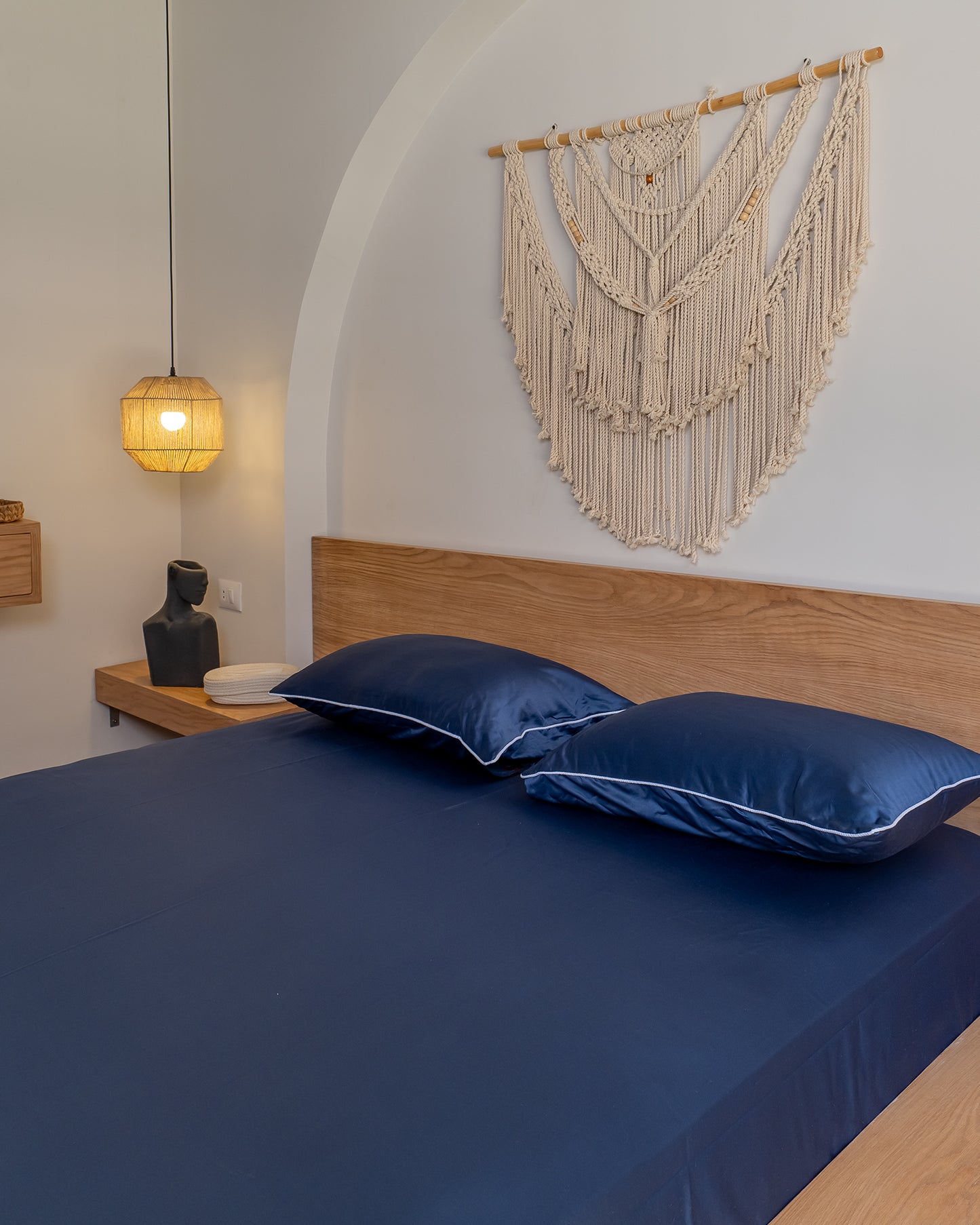 SWISS BLUE cordon silky cotton bedsheet