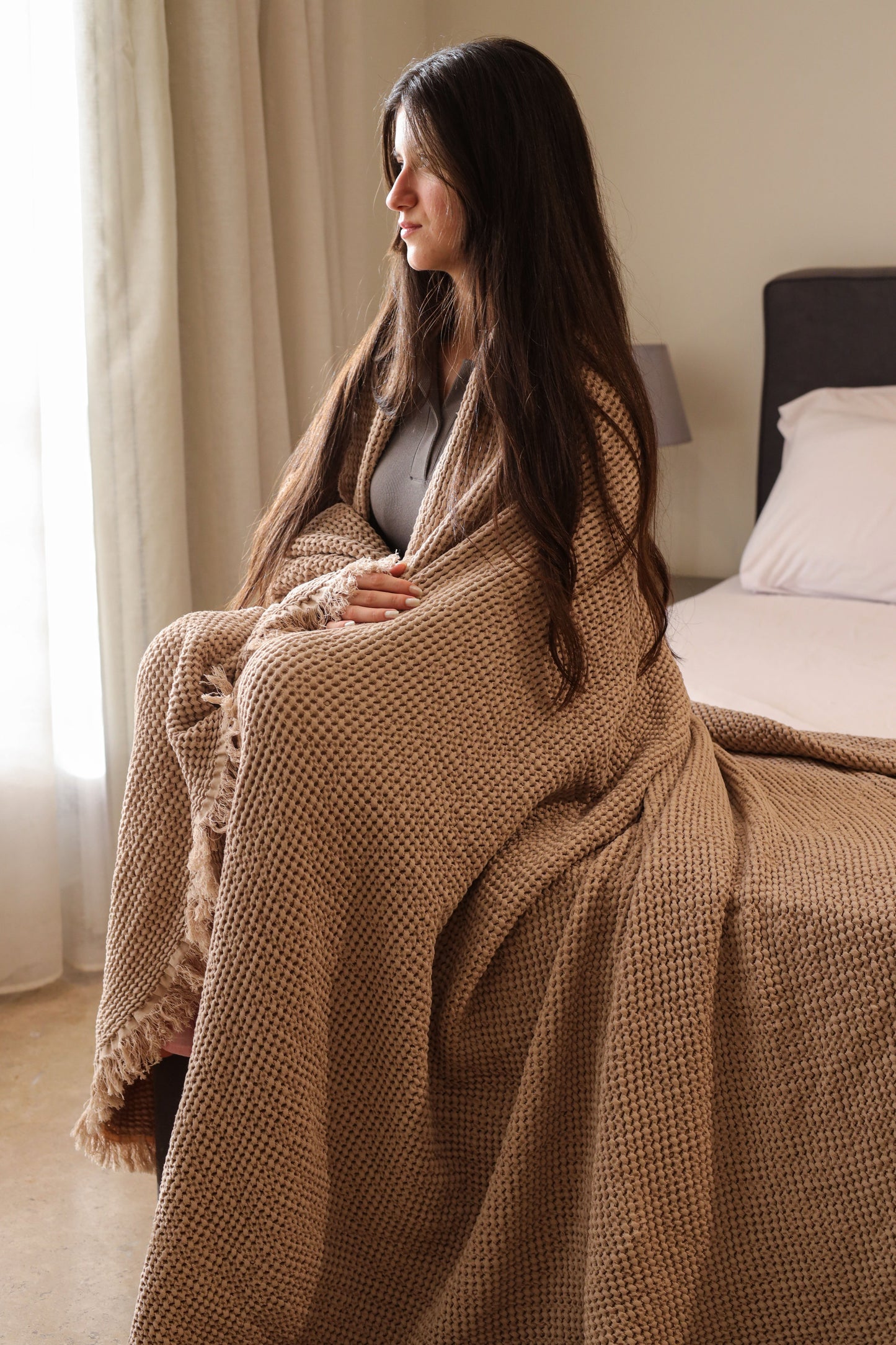 SANDY KNOTS Cotton Throw Blanket