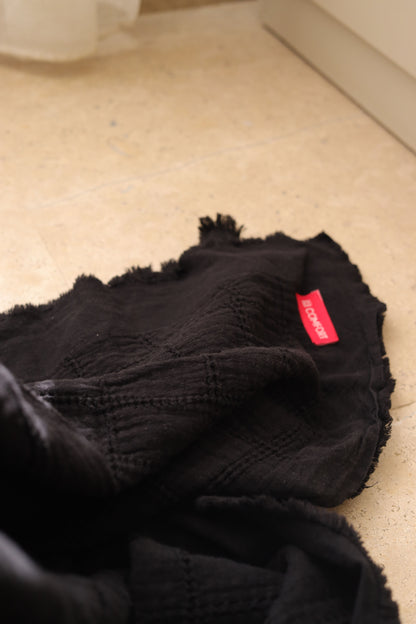 DARK SQUARES Cotton Throw Blanket