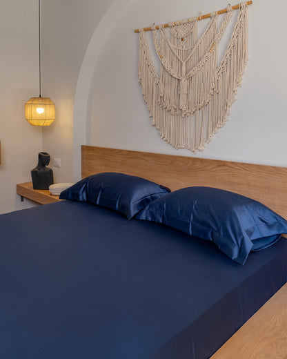 SWISS BLUE oxford silky cotton bedsheet