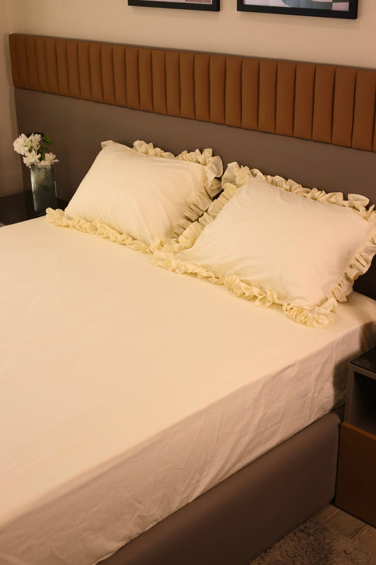 ALMOND RUFFLES Percale Cotton Bedsheet
