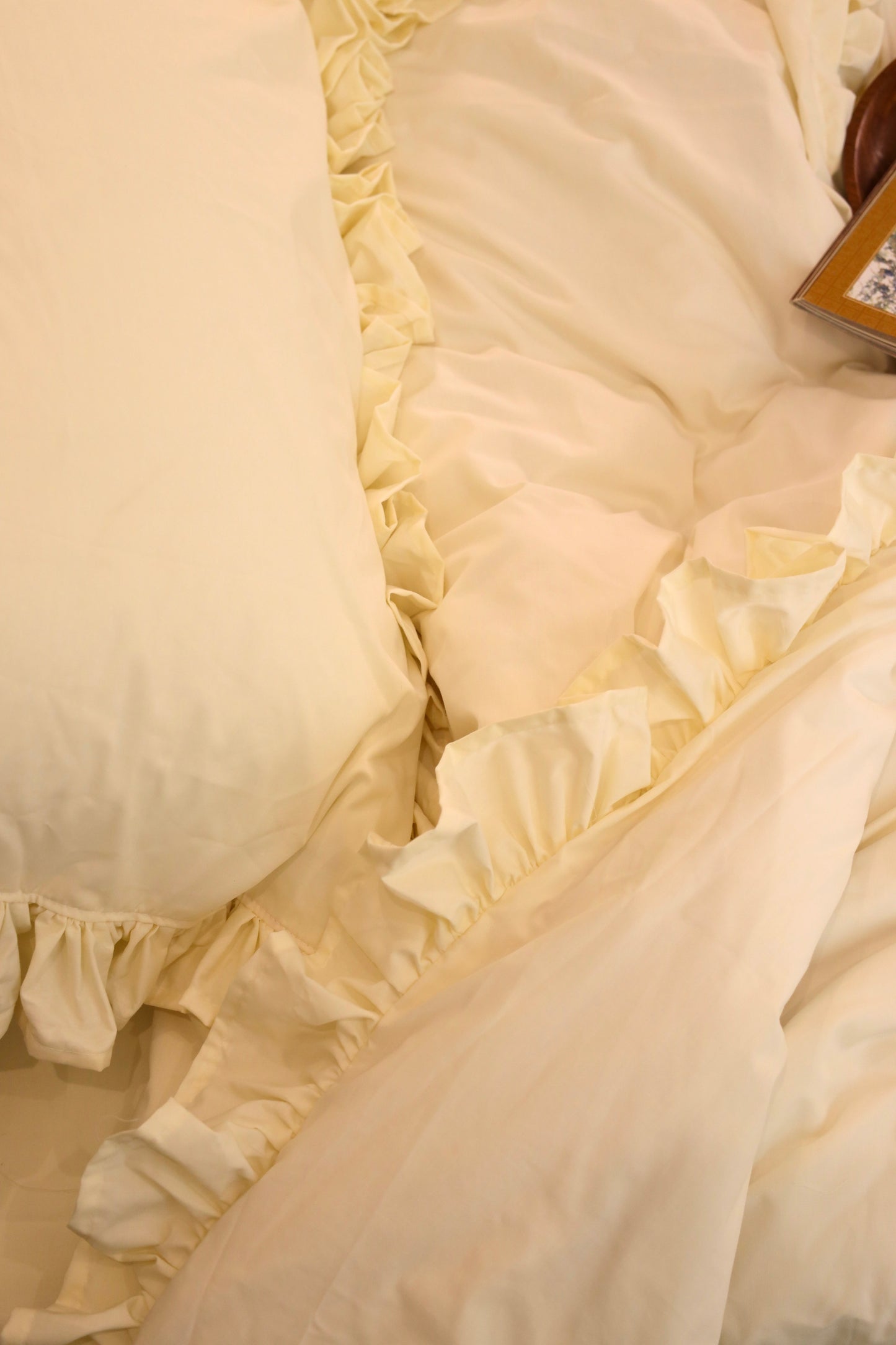 ALMOND RUFFLES Percale Cotton Duvet Cover