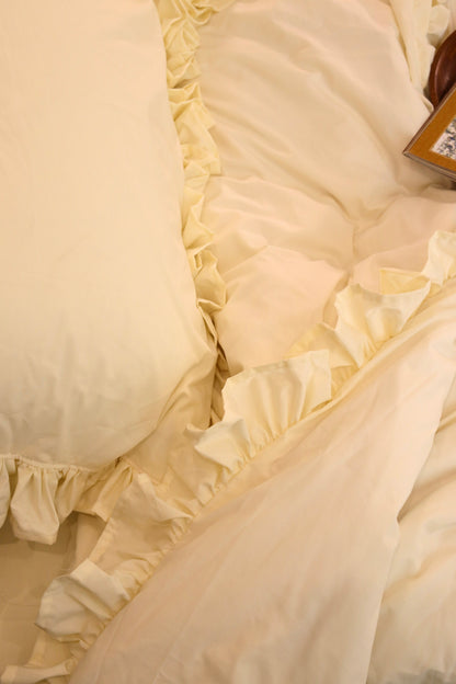 ALMOND RUFFLES Percale Cotton Duvet Cover