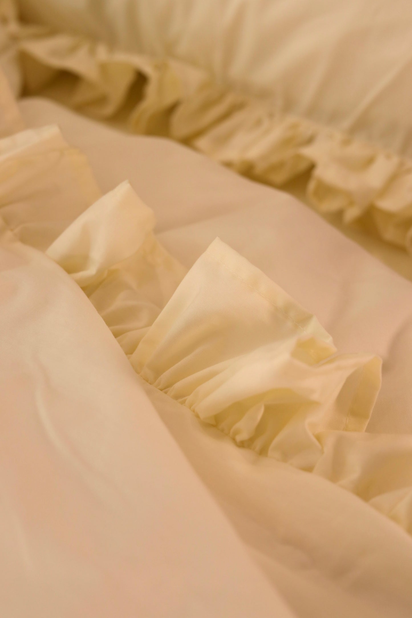 ALMOND RUFFLES Percale Cotton Duvet Cover