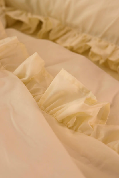 ALMOND RUFFLES Percale Cotton Duvet Cover