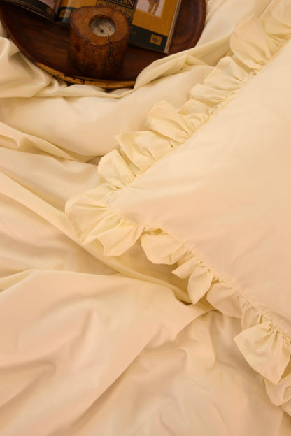 ALMOND RUFFLES Percale Cotton Duvet Cover