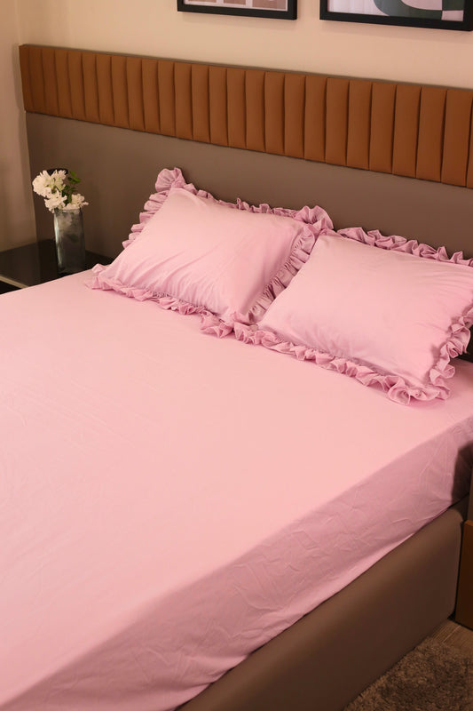 LAVENDER RUFFLES Percale Cotton Bedsheet