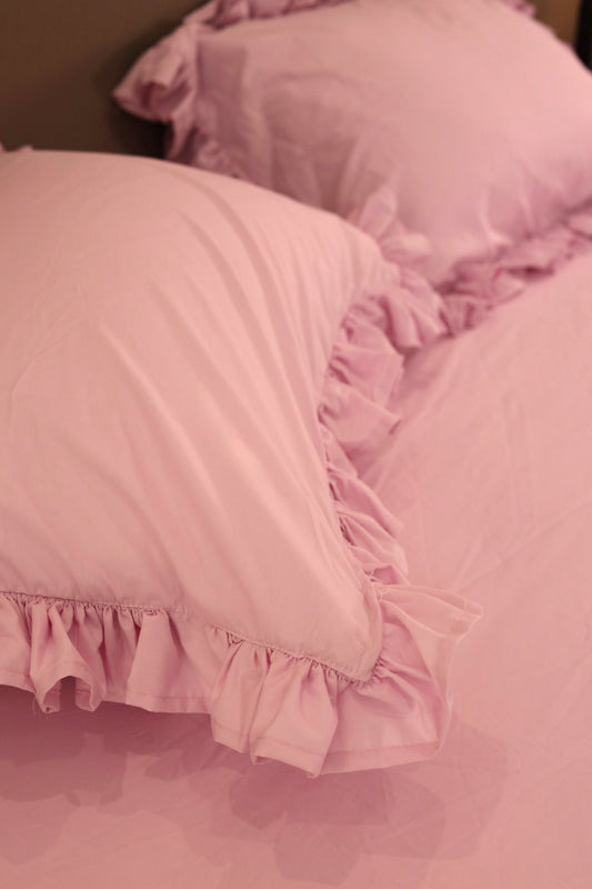 LAVENDER RUFFLES Percale Cotton Bedsheet