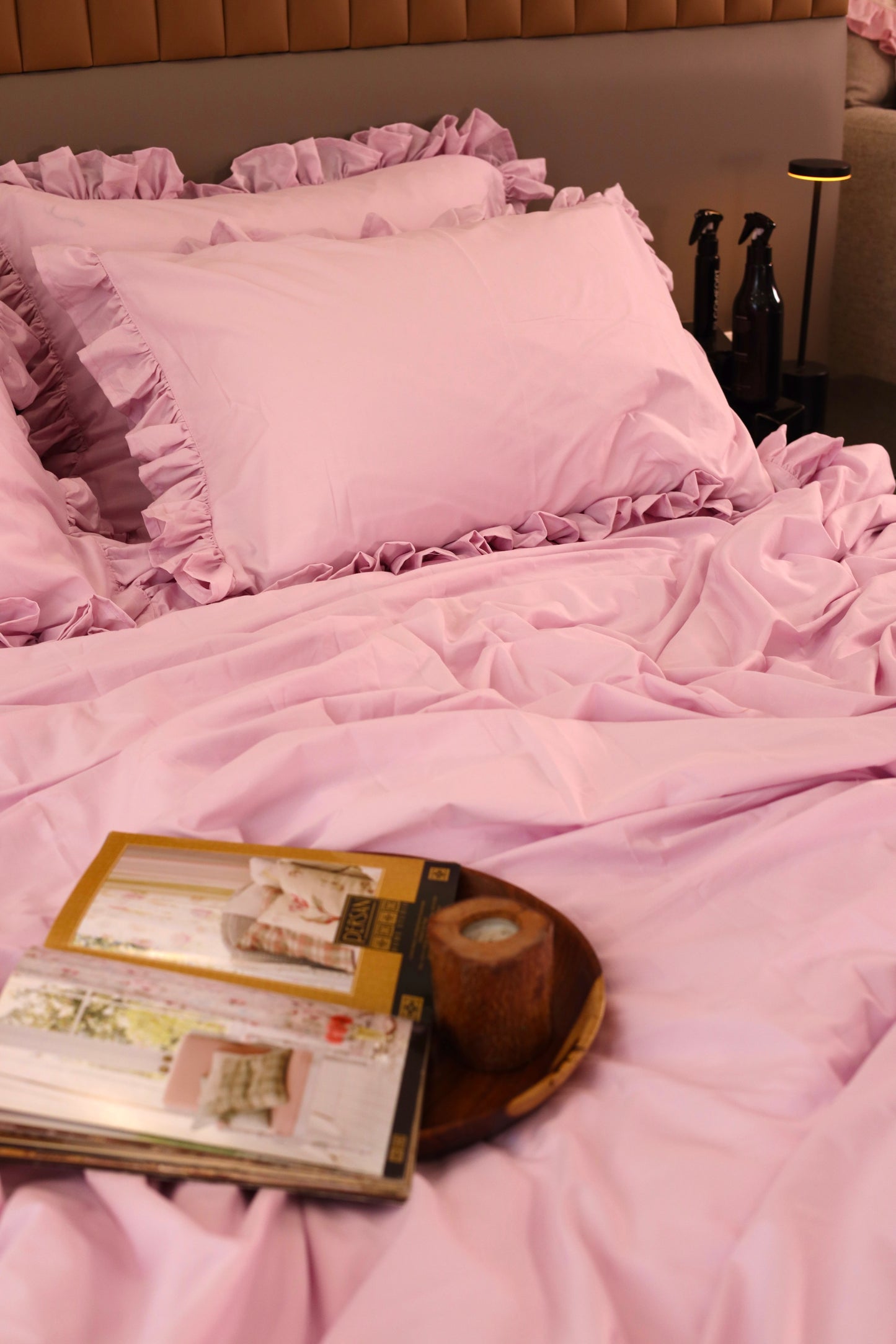 LAVENDER RUFFLES Percale Cotton Duvet Cover