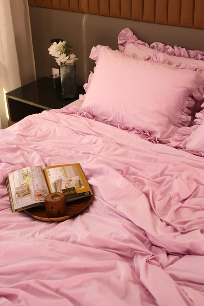LAVENDER RUFFLES Percale Cotton Duvet Cover