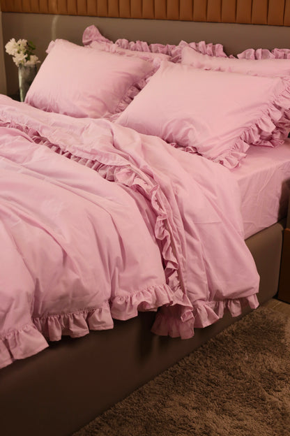 LAVENDER RUFFLES Percale Cotton Duvet Cover