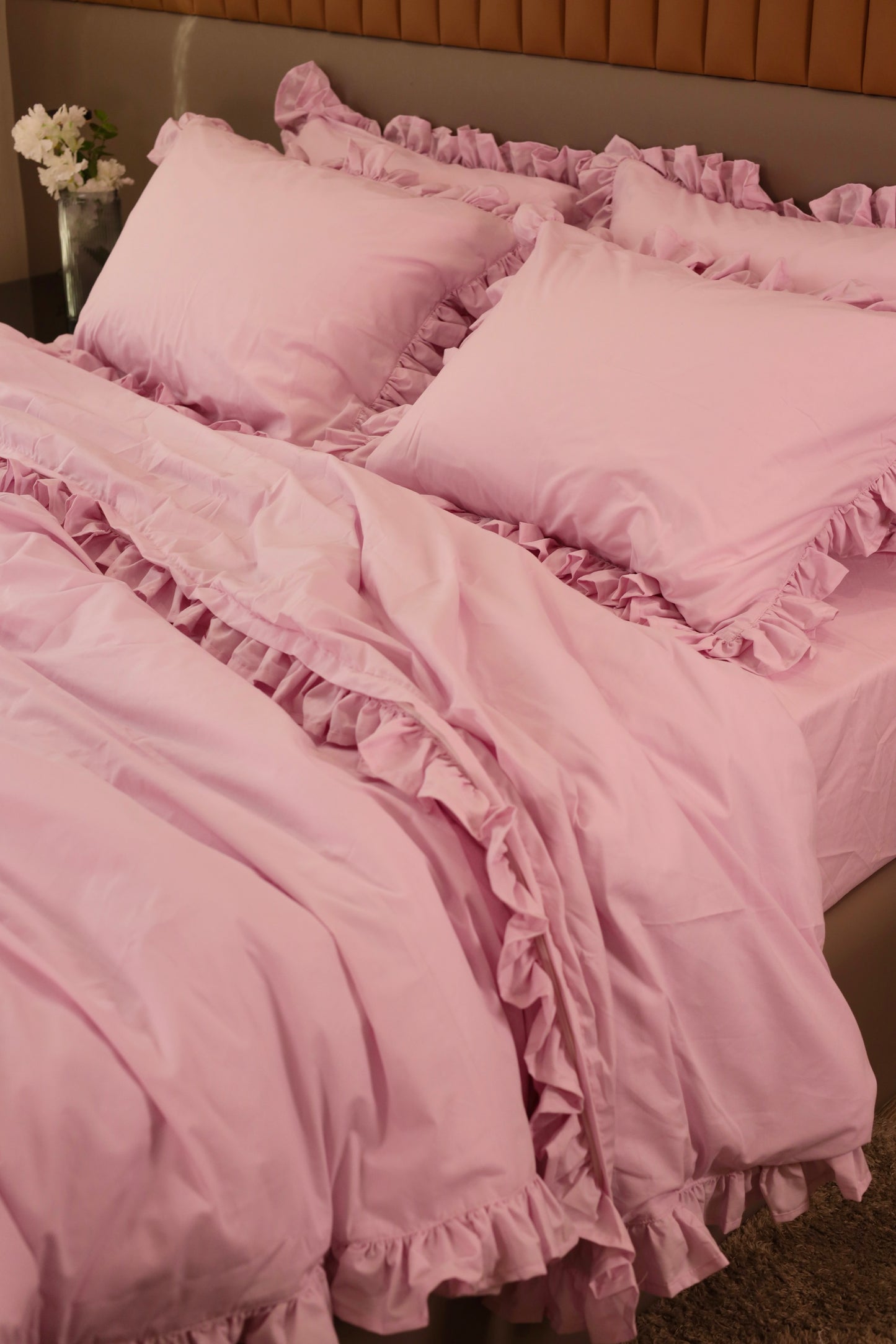 LAVENDER RUFFLES Percale Cotton Duvet Cover