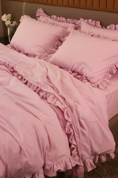 LAVENDER RUFFLES Percale Cotton Duvet Cover