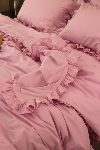 LAVENDER RUFFLES Percale Cotton Duvet Cover