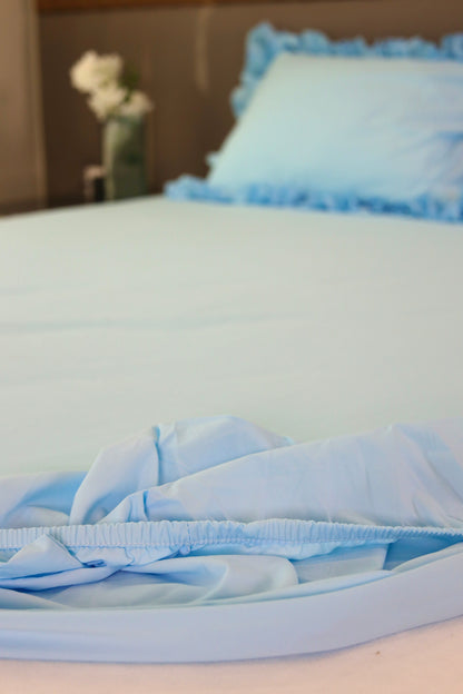 AQUA RUFFLES Percale Cotton Bedsheet