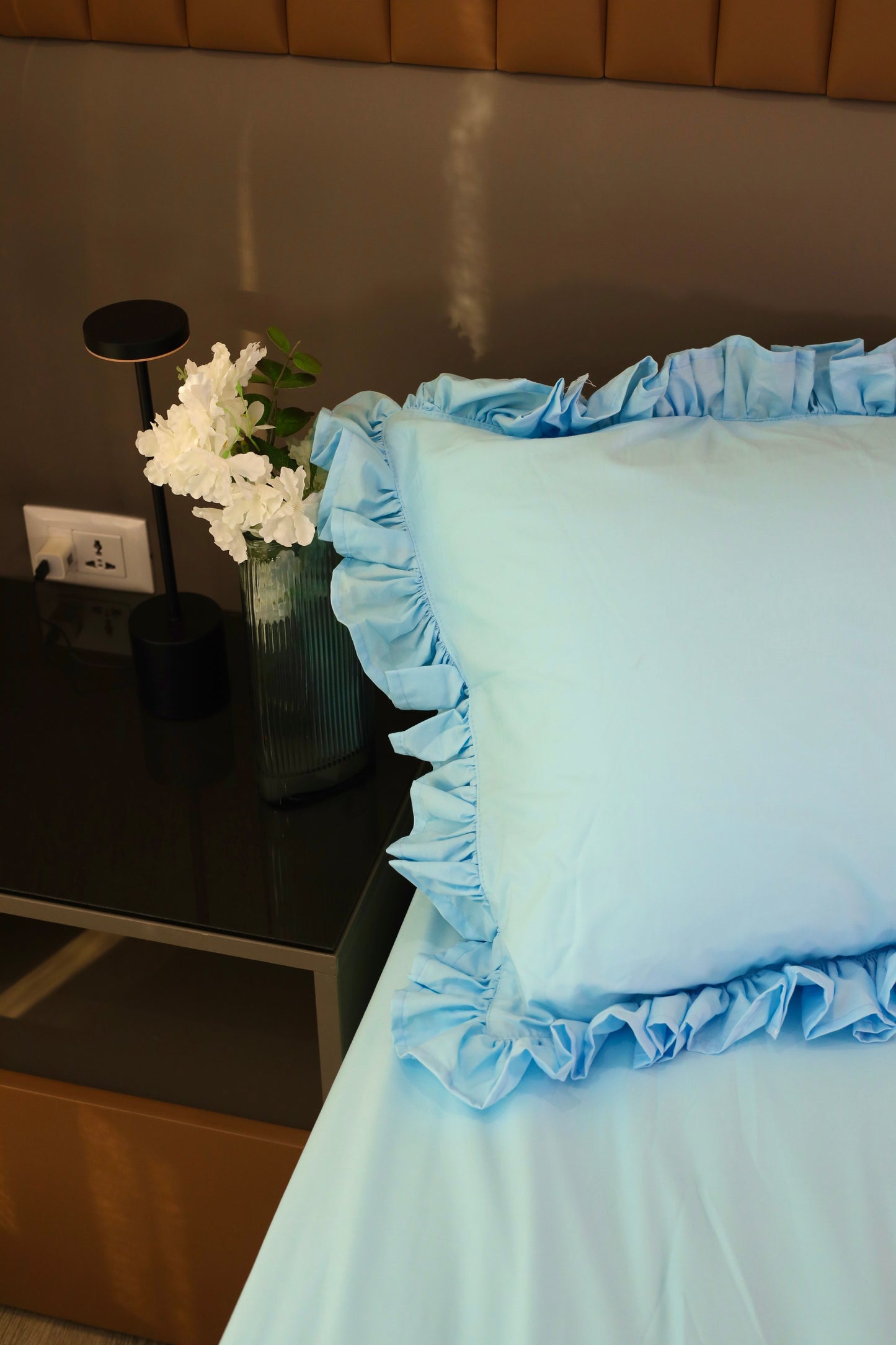 AQUA RUFFLES Percale Cotton Bedsheet