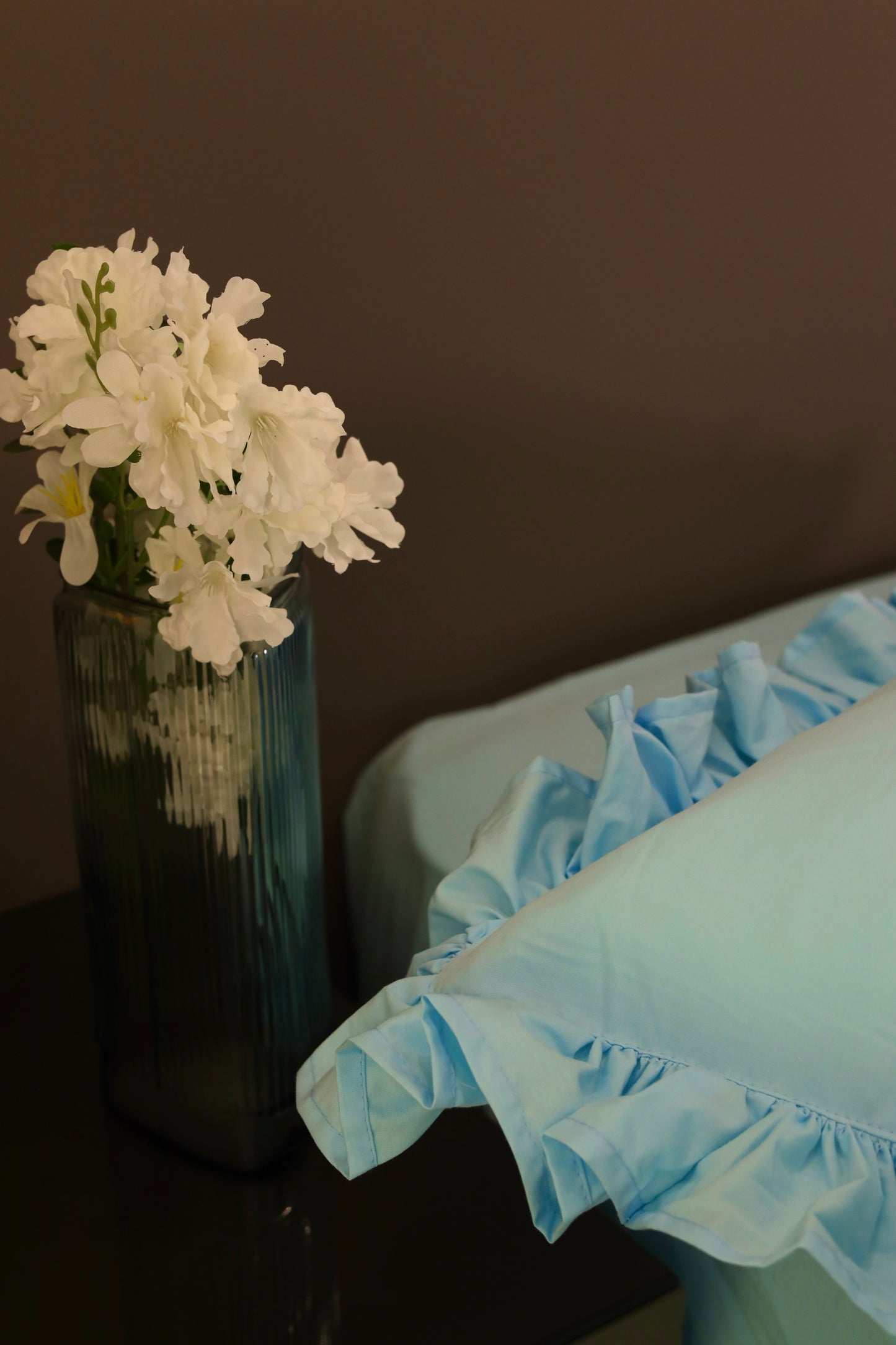 AQUA RUFFLES Percale Cotton Bedsheet