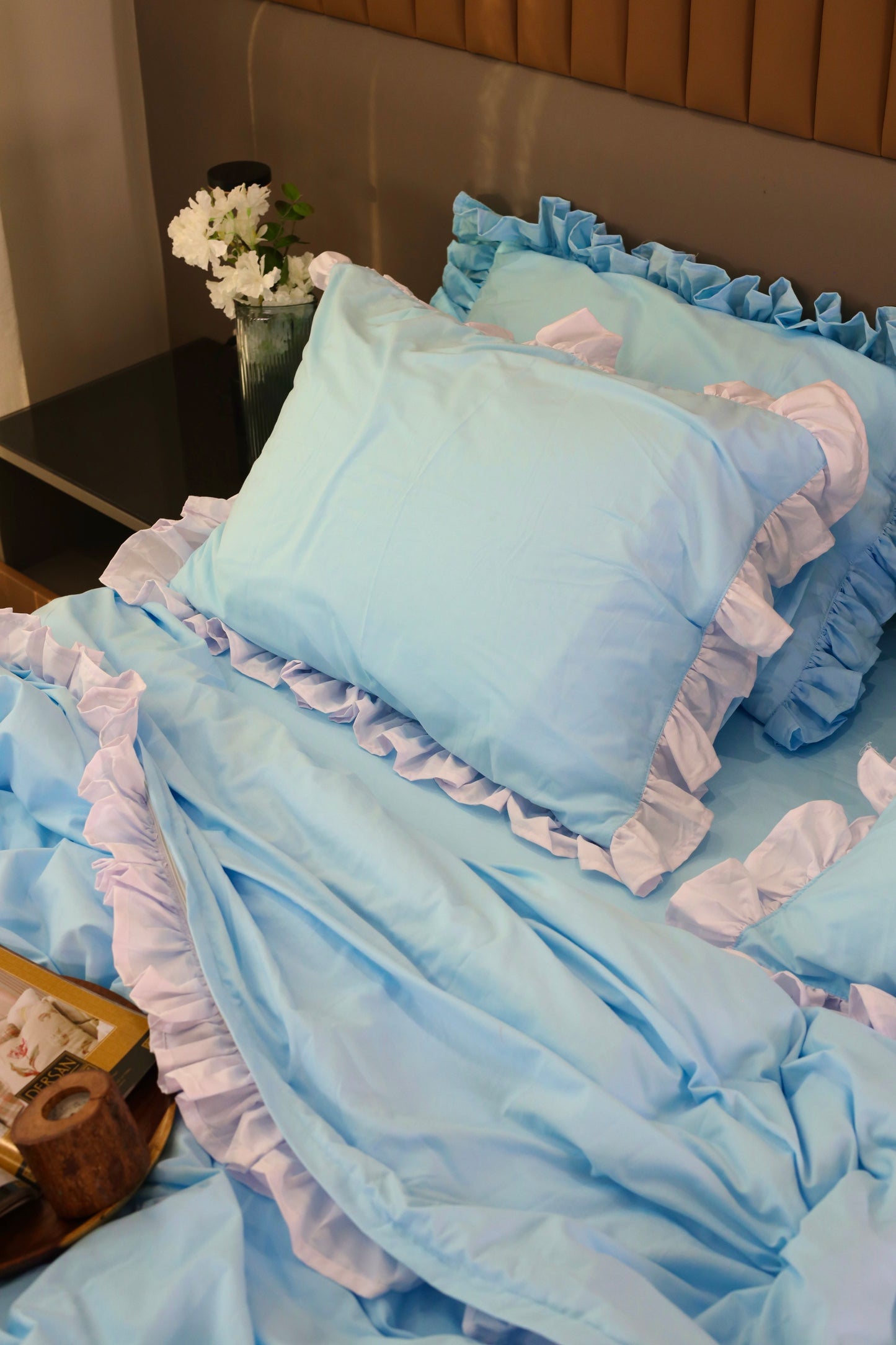 ICE RUFFLES Percale Cotton Duvet Cover