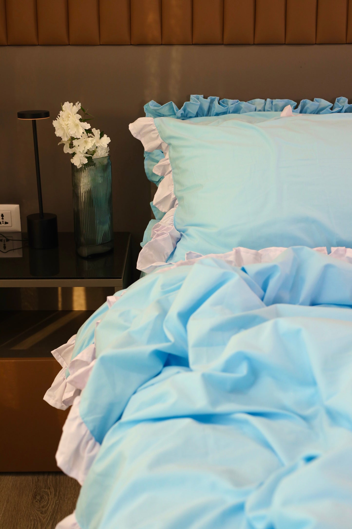 ICE RUFFLES Percale Cotton Duvet Cover