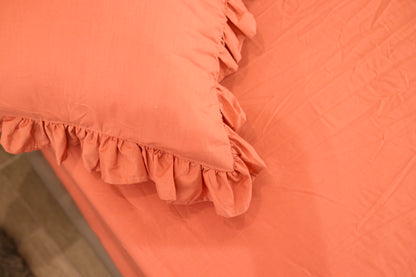 SALMON RUFFLES Percale Cotton Bedsheet