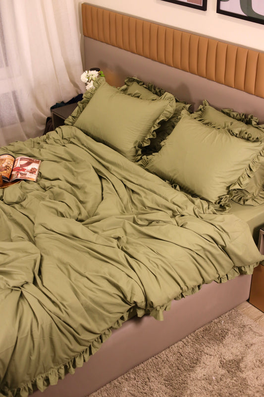 JUNGLE RUFFLES Percale Cotton Duvet Cover