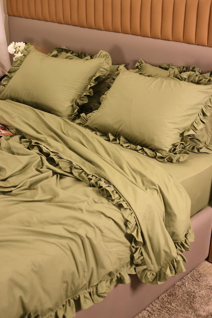 JUNGLE RUFFLES Percale Cotton Duvet Cover